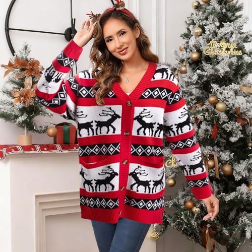 Funny Christmas Cardigan for Women Open Front Knit Coat U698