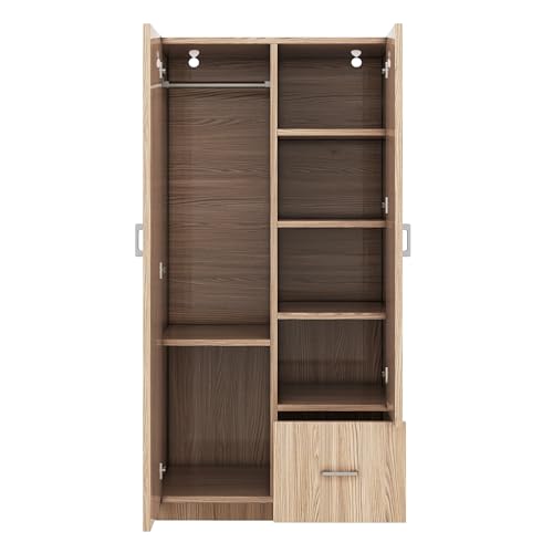 3 Door Wardrobe with Mirror, Hanging Rod and Shelves K479