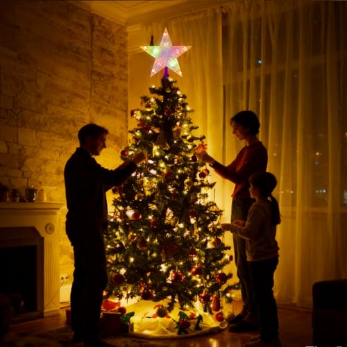Christmas Star Tree Topper with Color Changing Lights and Remote Control H788