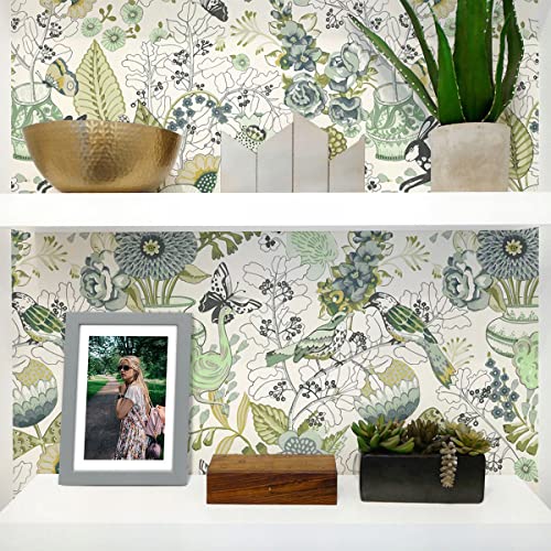Floral Peel and Stick Wallpaper Green Plants Flower Contact Paper O631
