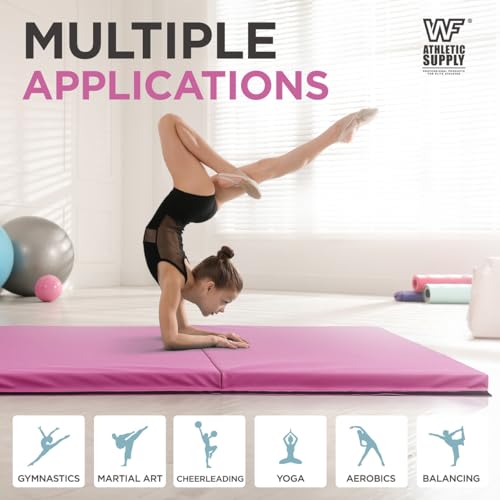 10 x 4 ft 4-Fold Folding Exercise Mat with Carrying Handles, 2 or 3 Inch Thick, for Gymnastics, Yoga, MMA G387566