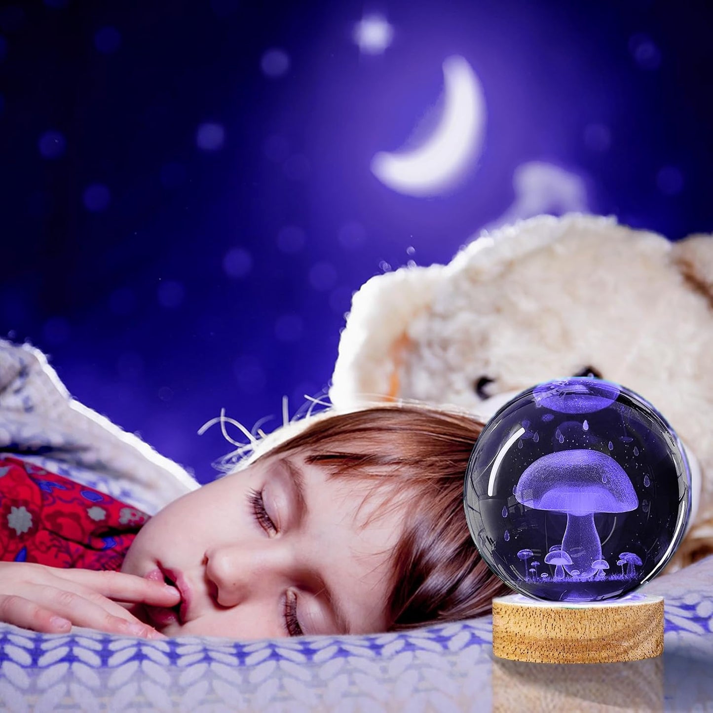 Mushroom Crystal Ball Night Light with Remote Control Y494782