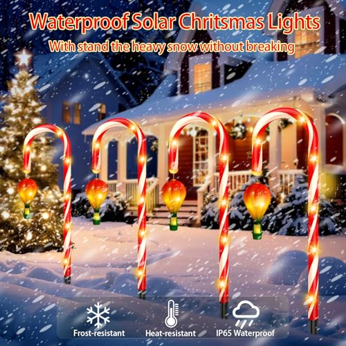 Outdoor Solar Christmas Decorations, 180 LED Candy Cane Lights, 8 Modes, Waterproof M23825