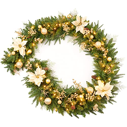 Pre-lit Christmas Garland 9ft with 50 LED Lights, Battery Operated I824