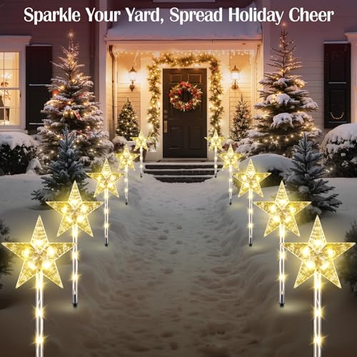 Solar Walkway Lights Outdoor, 8 Pack Candy Cane Christmas Decorations P5544