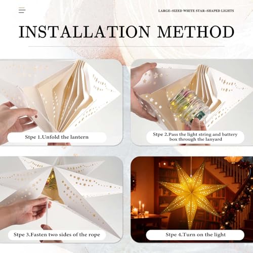 Christmas Paper Snowflake Lanterns with LED Lights for Holiday Party Decor Q23741