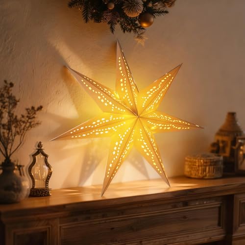 Christmas Paper Snowflake Lanterns with LED Lights for Holiday Party Decor Q23741