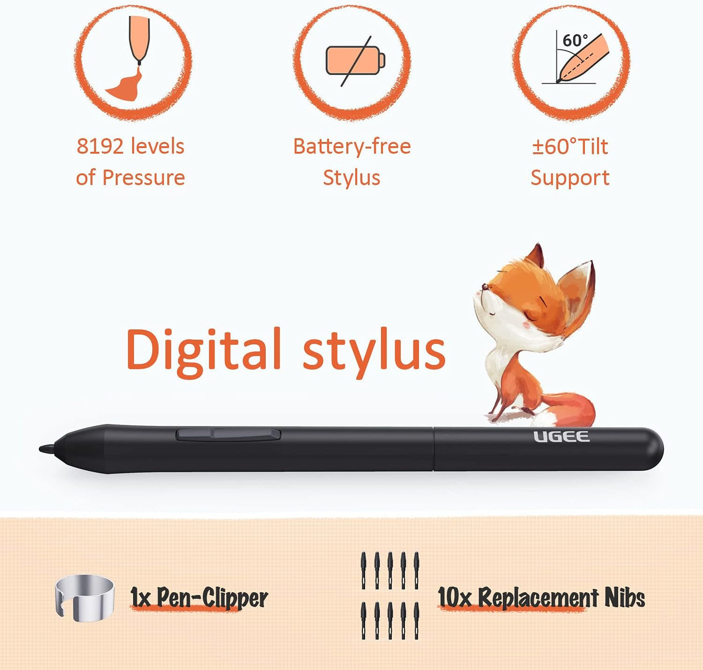 Graphics Drawing Tablet with Battery-Free Stylus and 8192 Pressure Levels F612198