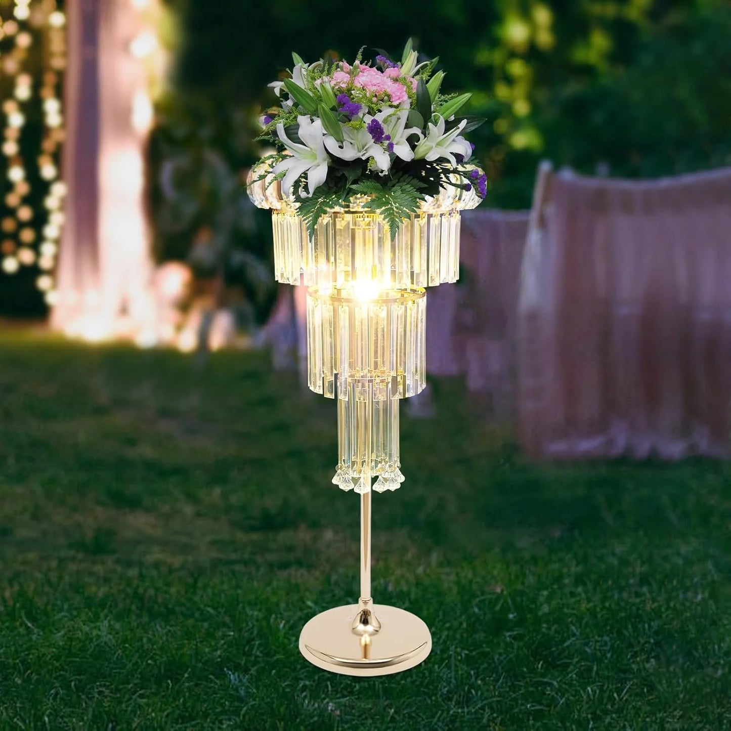 Gold Crystal Flower Stand for Wedding Centerpieces, 4-Tier L4244