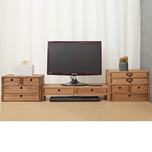 Natural Wooden Desktop Organizer with 3 Drawers D235