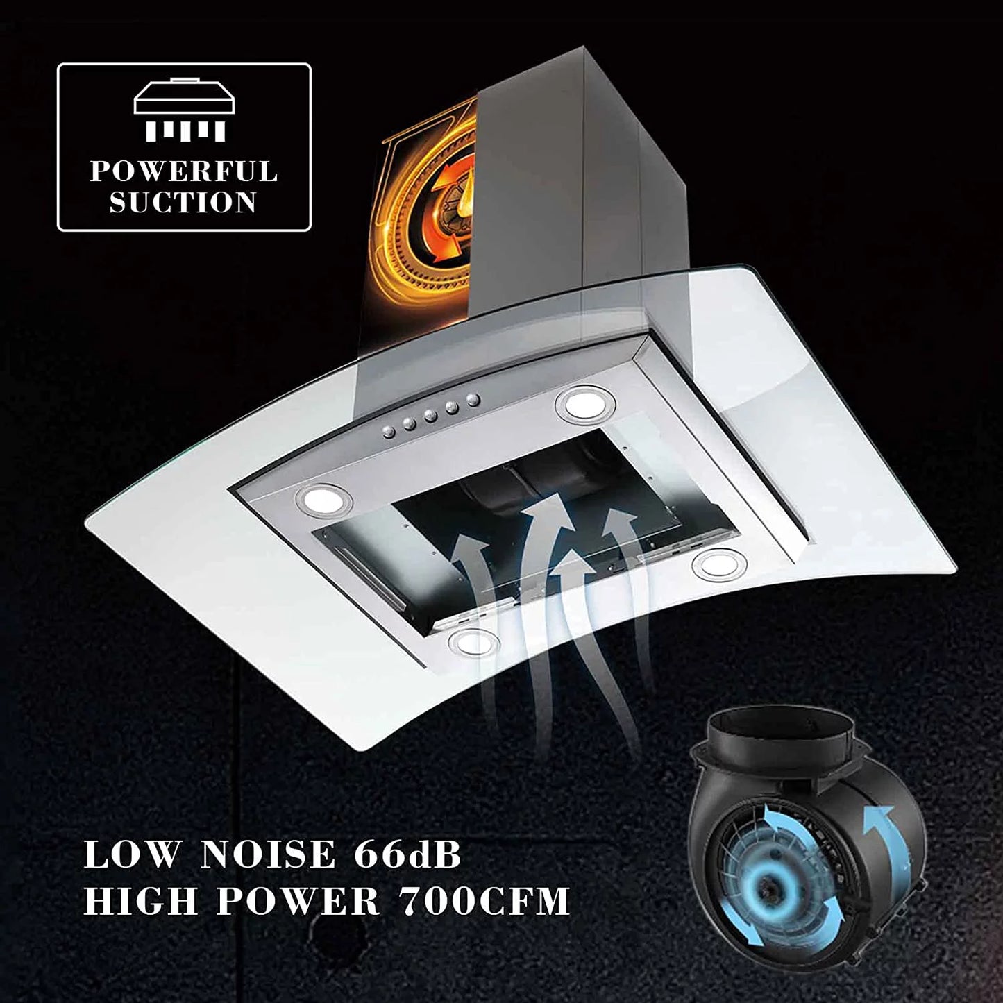 Island Range Hood 36 inch Kitchen Extractor Fan T3205
