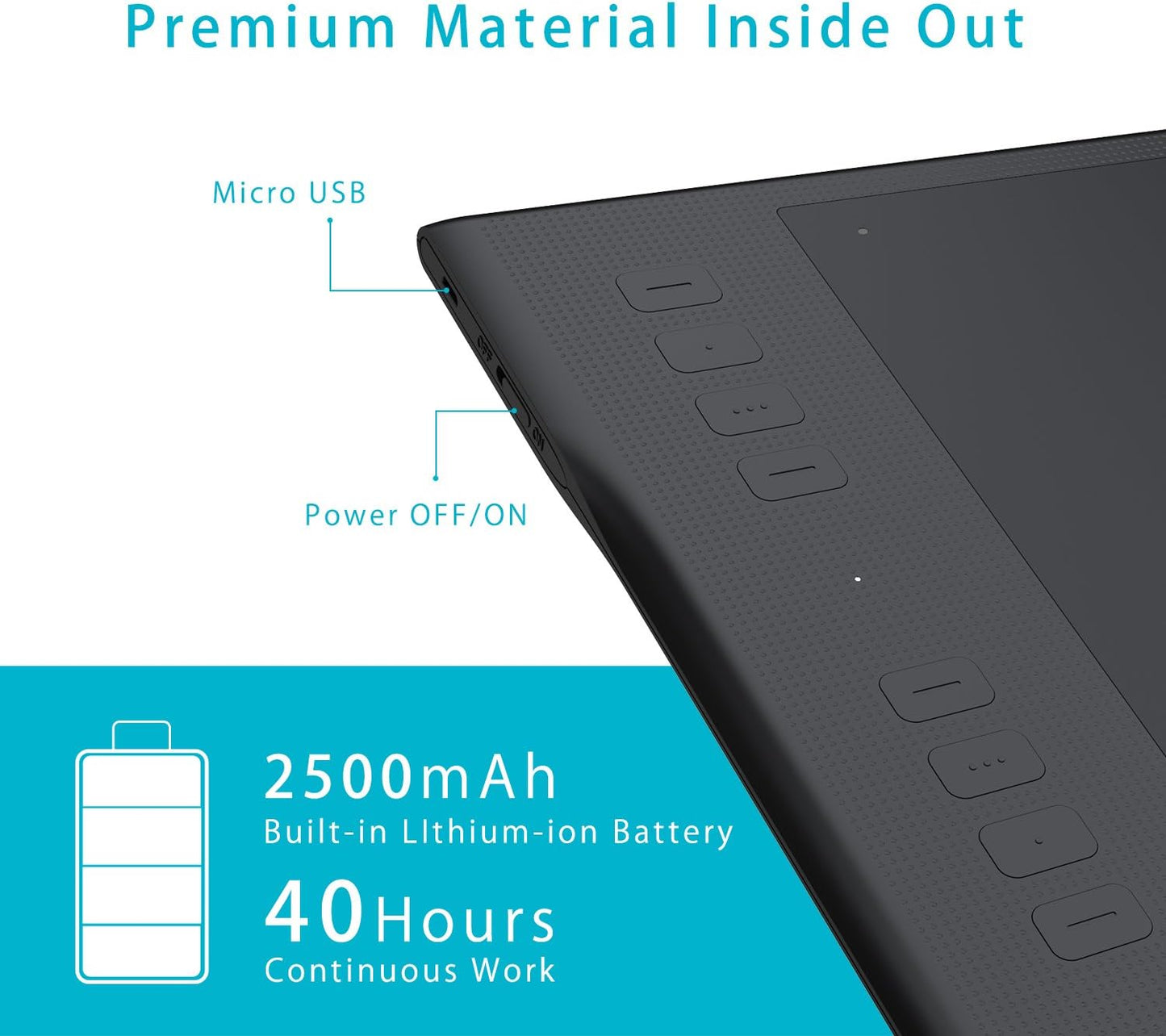 Wireless Graphic Drawing Tablet with 8192 Pressure Sensitivity, 11 x 6.87 inches S359425