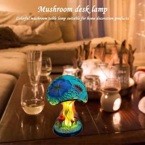 Mushroom Table Lamp, Bohemian Resin Decorative Night Light for Bedroom Living Room G5963