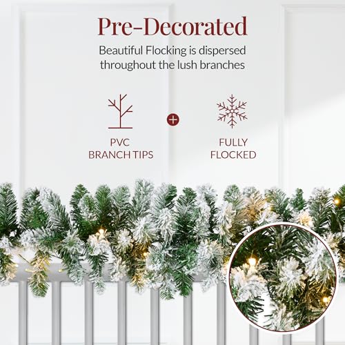 9ft Pre-Lit Christmas Garland for Stairs, Fireplace with 50 Lights W212