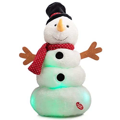Animated Christmas Snowman Plush with LED Lights Musical Toy K182254