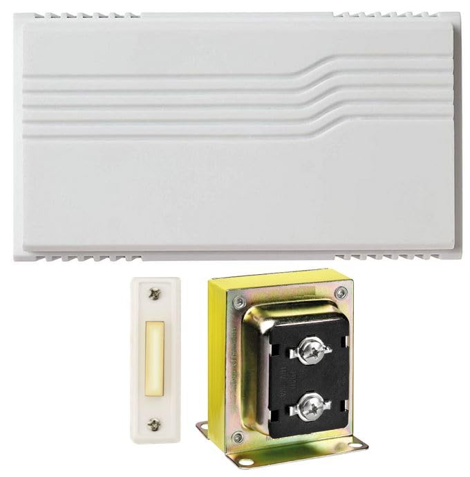 Wired Doorbell Chime Kit with Transformer and Lighted Push Button, White F530919