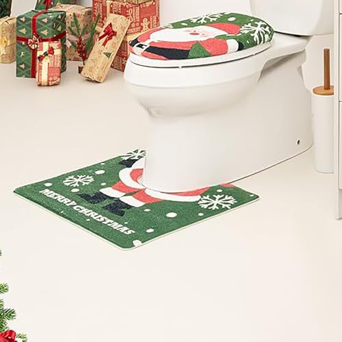 Christmas Bathroom Rugs with Toilet Seat Cover Non Slip U Shaped E561049