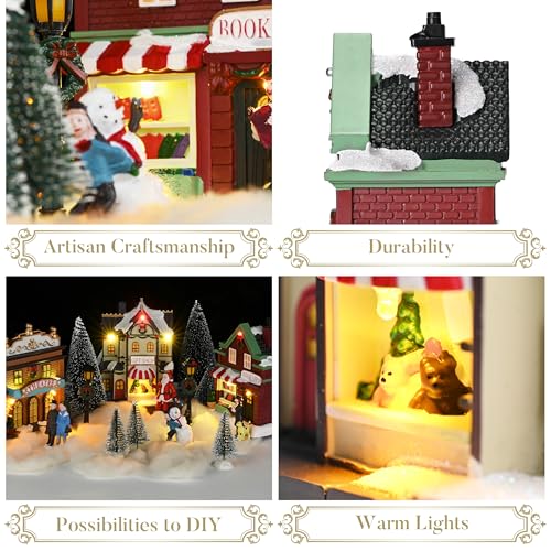 Pre-Lit Christmas Village Set, Battery Operated Tabletop Decor (17 PCS) W612