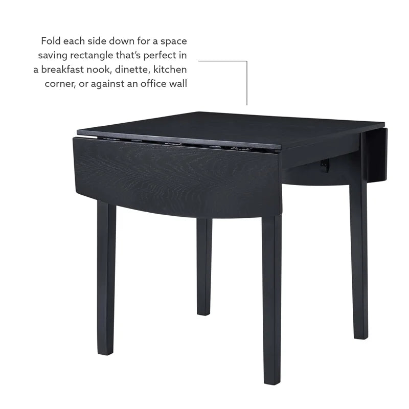 Square Wood Drop Leaf Table in Black O4185