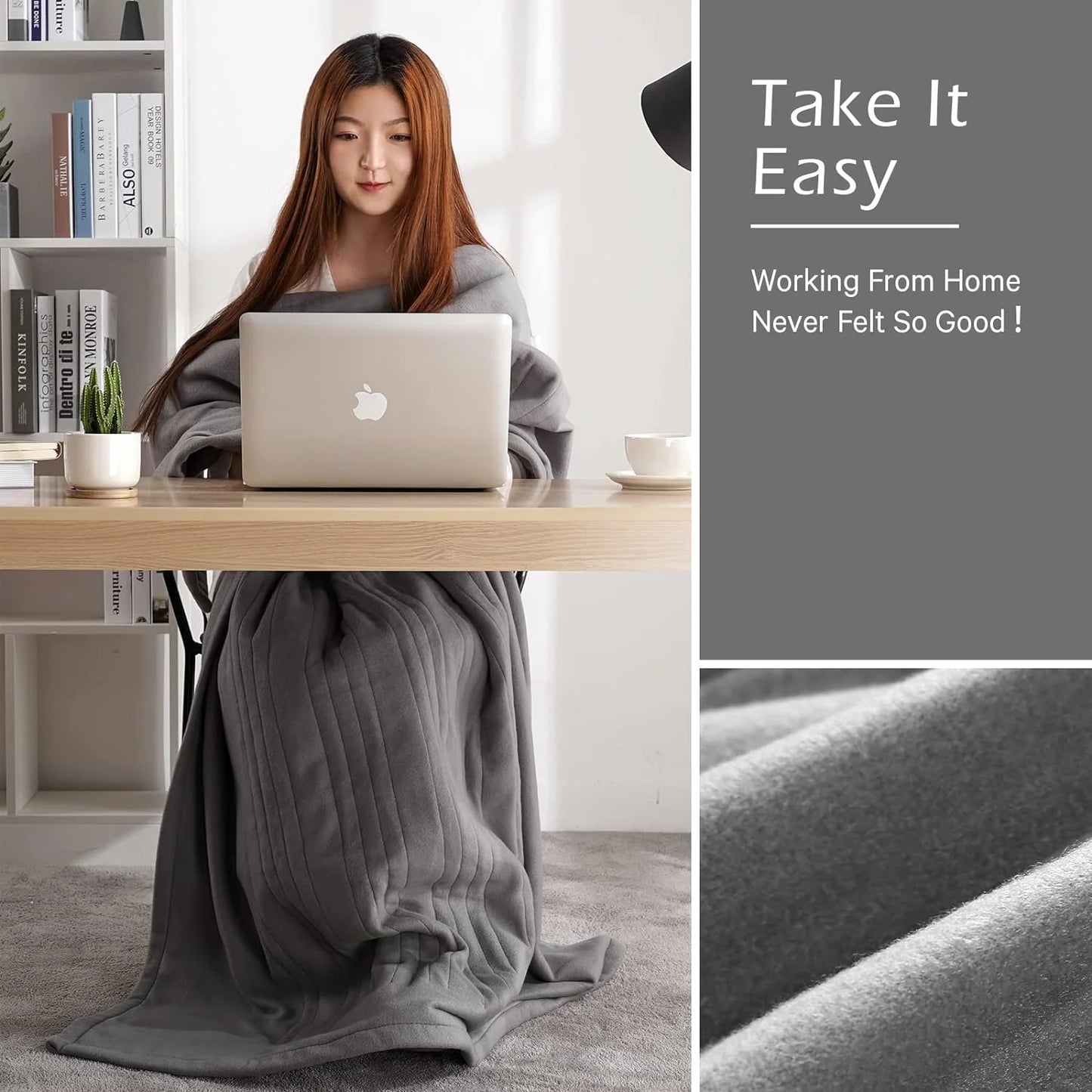 Heated Fleece Throw Blanket with Auto-off, 4 Heat Settings R601
