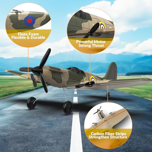 RC Plane 3 Channel Remote Control Airplane Fighter Toy, 2.4GHz 6-axis Gyro, Easy to Fly for Adults Kids Beginners Q215470