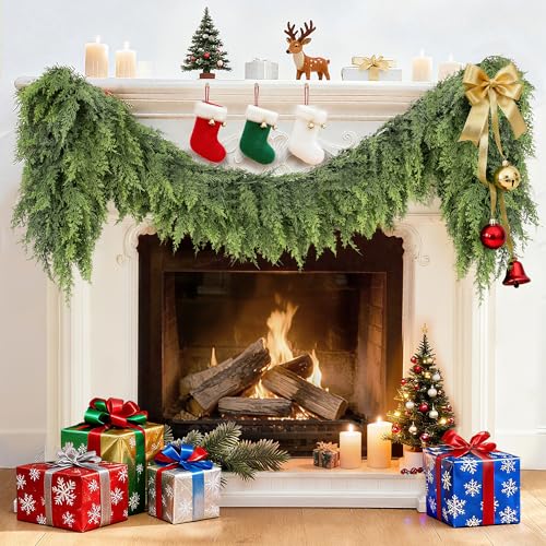 Real Touch Cedar Garland 9 ft for Mantle, Stairs, Fireplace Y971