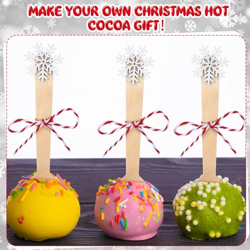 100 Set Christmas Wooden Spoons for Hot Cocoa, Chocolate, and Baking A7471