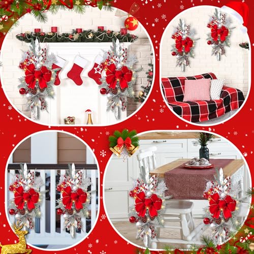 Prelit Teardrop Christmas Swag 24 Inch for Stair Window Wall Decor L4230