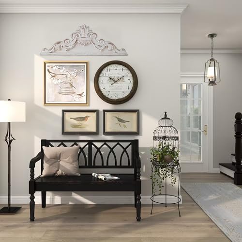 39 inch Floral Carved Wall Sculptures French Country Wall Decor, Shabby Chic White Wood Wall Art, Over the Door Decor C87538