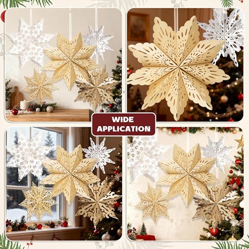 Christmas Paper Snowflake Lanterns with LED Lights for Holiday Party Decor Q23741