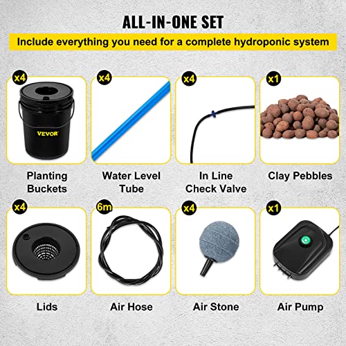 RDWC Hydroponics Grow System with Top Drip, Air Pump and Water Level Device C162
