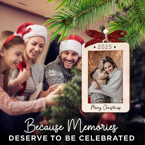 Christmas Ornament Picture Frame - Wooden Landscape Photo Frame for Tree U75225