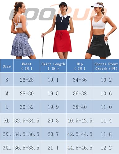 Tennis Skirt Women 20" Knee Length Golf Skort with Pockets High Waisted B7615