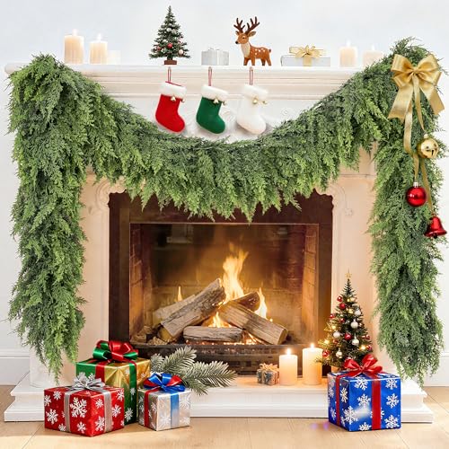Real Touch Cedar Garland 9 ft for Mantle, Stairs, Fireplace Y971