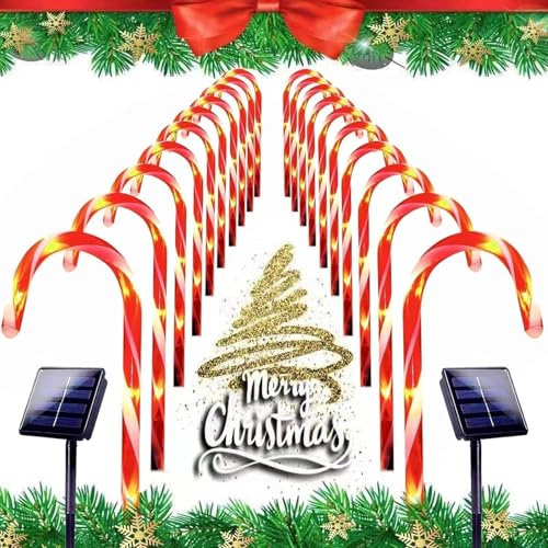 Solar Christmas Candy Cane Lights Outdoor Waterproof L1233