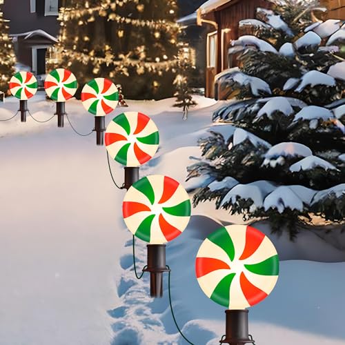 Unicorn Christmas Lollipop Pathway Lights, 10 LED Peppermint String Lights with Stakes M138626