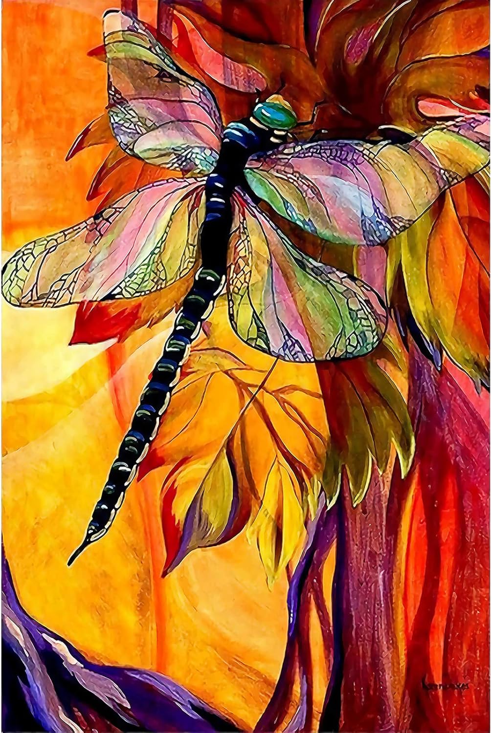 Wooden Jigsaw Puzzles 1000 Pieces for Adults - Large Puzzle with Poster, Game Toys Gift Beautiful Color Dragonfly Decorate - 30" x 20"