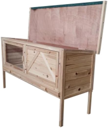 Wooden Rabbit Hutch with Open Roof and Pull Out Tray I815