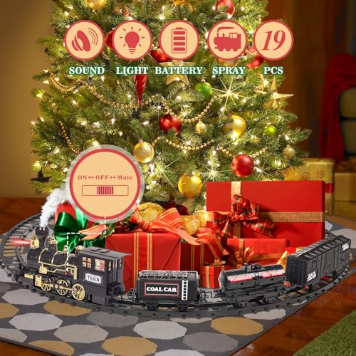 Christmas Train Set with Steam, Lights and Sounds for Kids R63523