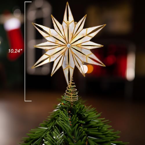 Capiz Star Treetop with Center Gem Y10516