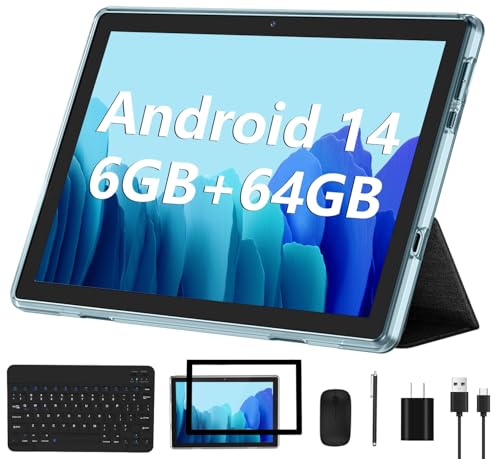 10 Inch Android Tablet with Keyboard Mouse, 6GB RAM 64GB ROM L2332