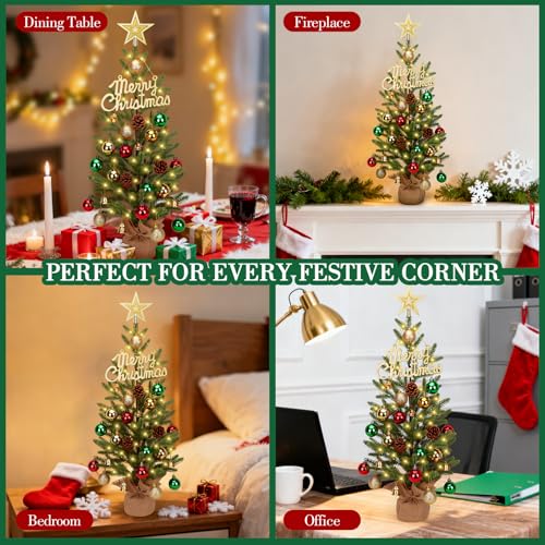 24-inch Tabletop Christmas Tree with 30 LED Lights and 26 Ornaments Z769665
