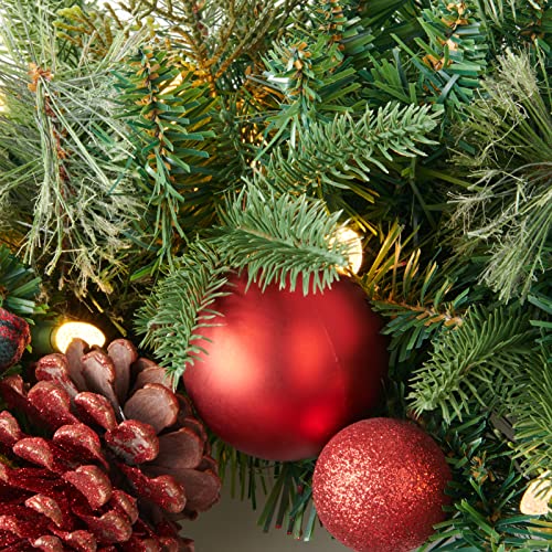 Pre-lit Christmas Garland 9ft with 50 LED Lights, Battery Operated I824