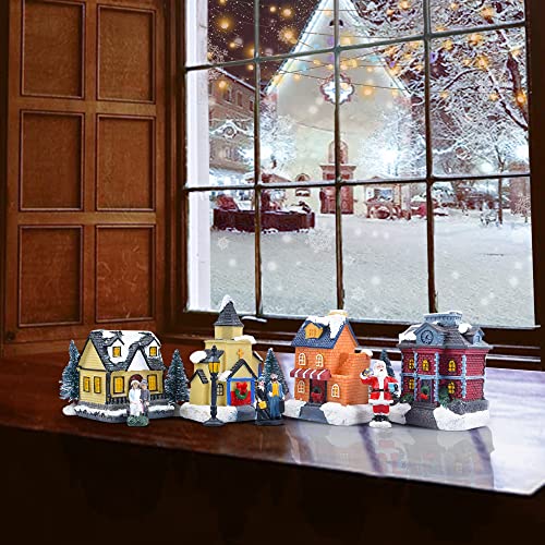 LED Lighted Christmas Village Houses with Figurines W3238