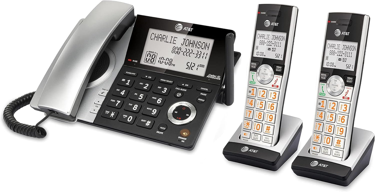 2-Handset Corded/Cordless Phone with Answering Machine and Call Blocking S4297