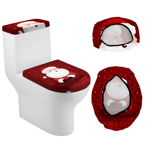 Christmas Toilet Lid Cover, Washable Bathroom Accessory O828