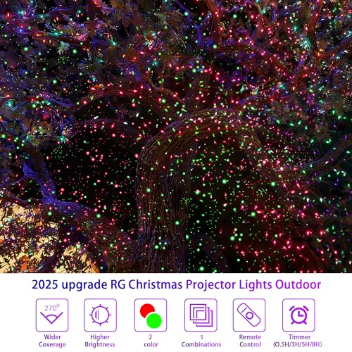 Christmas Projector Lights Outdoor, Red & Green with Remote and Timer, IP65 Waterproof Q3610