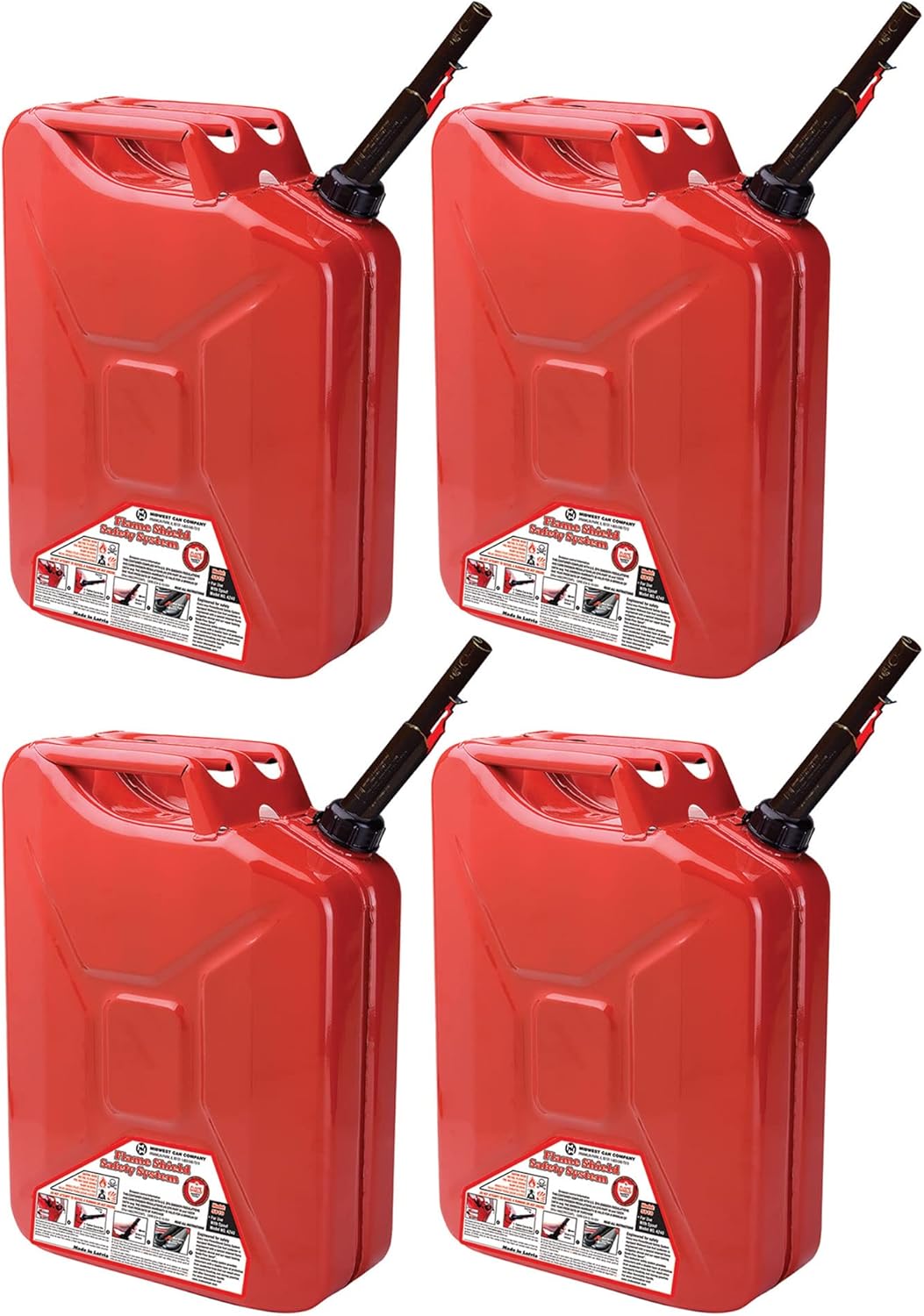 Midwest Can 5-Gal Metal Gas Can w/Spout (4 Pack)