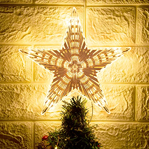 Christmas Tree Topper Star with Warm White Light, 8.7 Inch Q202