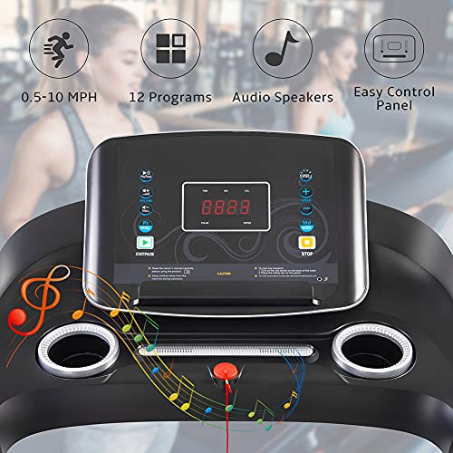 Folding Treadmill for Apartment, Electric Running Machine with Bluetooth and 3 Incline Options I762454